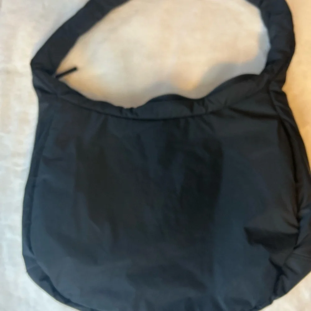 Athleta Black Nylon Hobo Shoulder Bag Lightweight Travel Gym Crossbody NWOT